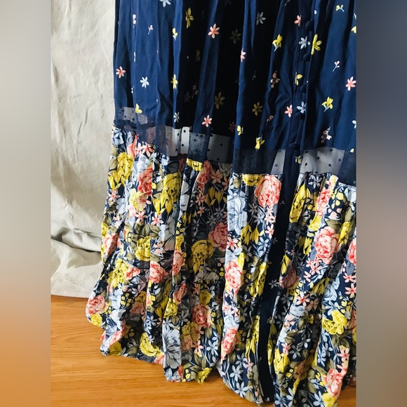 Torrid navy floral challis button maxi dress size 1 - Picture 2 of 16